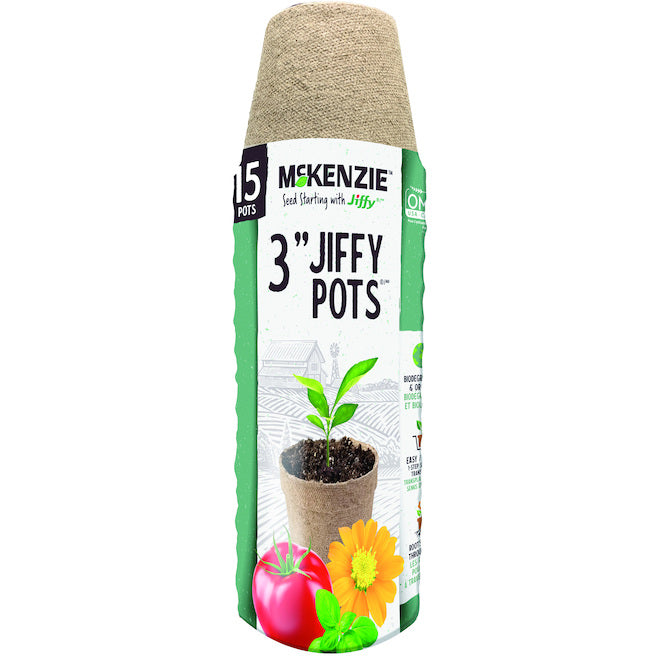 15 JIFFY POTS MCKENZIE - McKenzie w Jiffy Pots 3" Rond, emb. 15