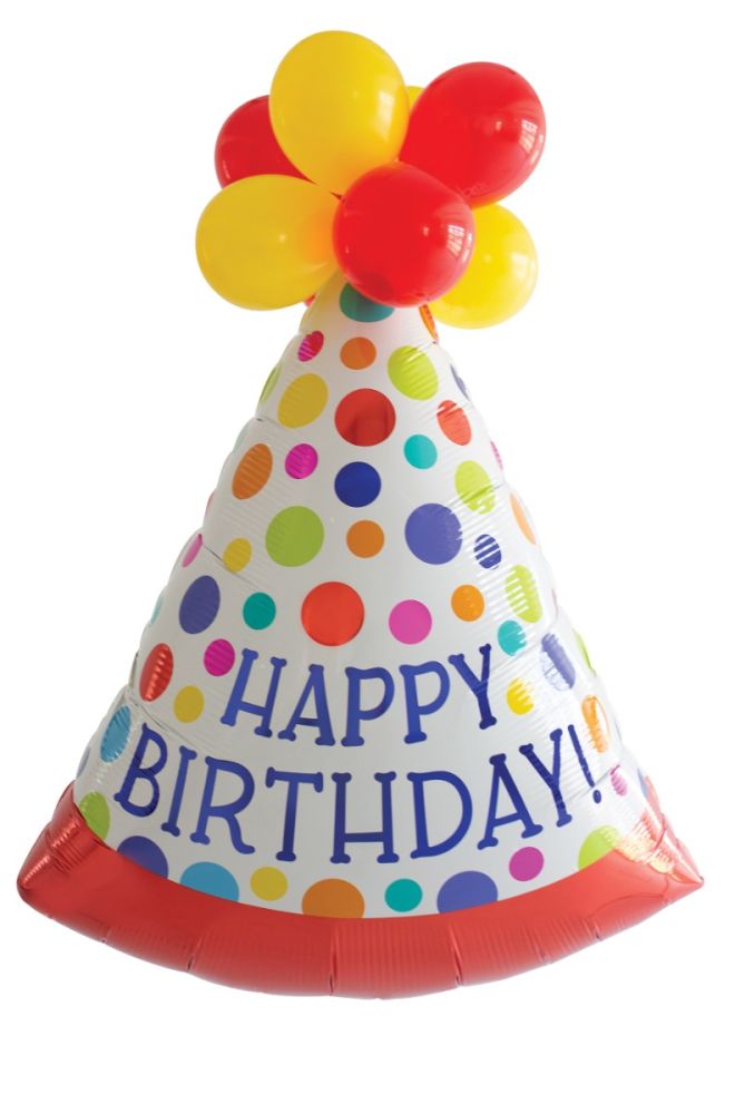 Ballon Latex Accented Supershape Happy Birthday Party Hat Code 44286 ballon-latex-accented-supershape-happy-birthday-party-hat-code-44286
