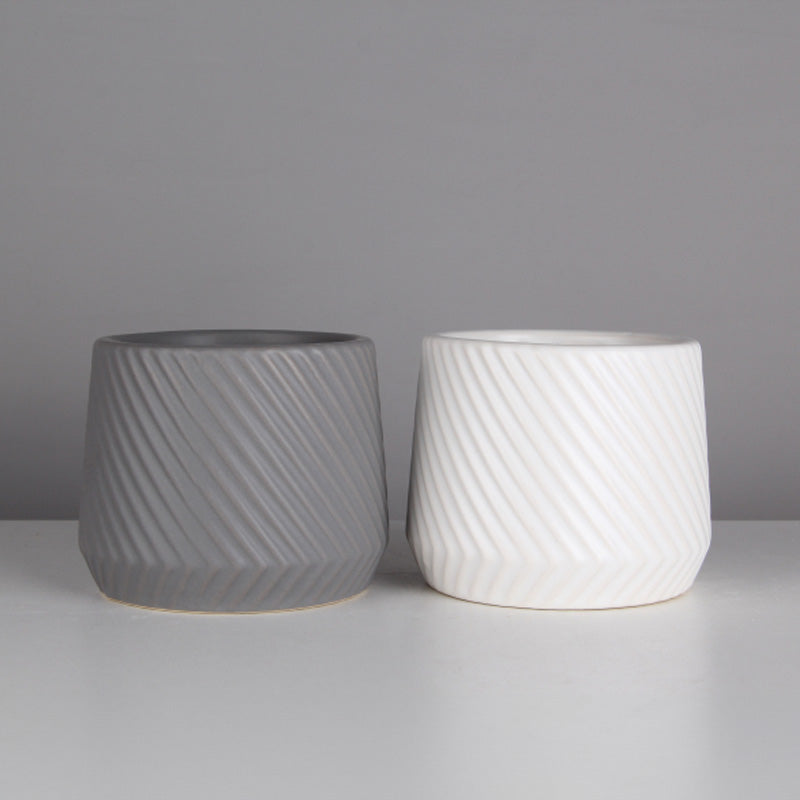 MATCHING CERAMIC VASE, WHITE/GREY, Ø3½