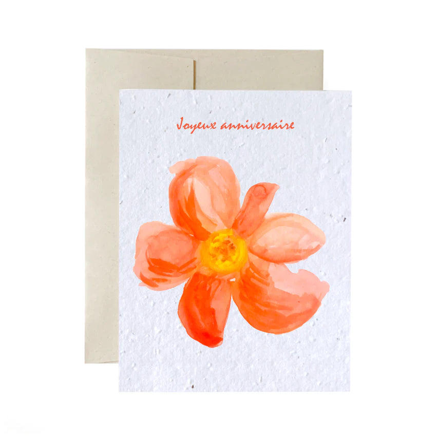 Fleur rouge-orange - Joyeux anniversaire | Carte à semer Flowerink