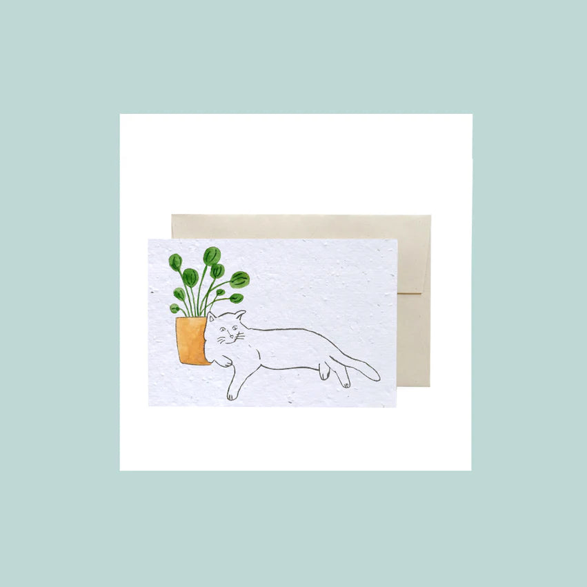 Chat + Plante | Mini-Carte à semer Flowerink