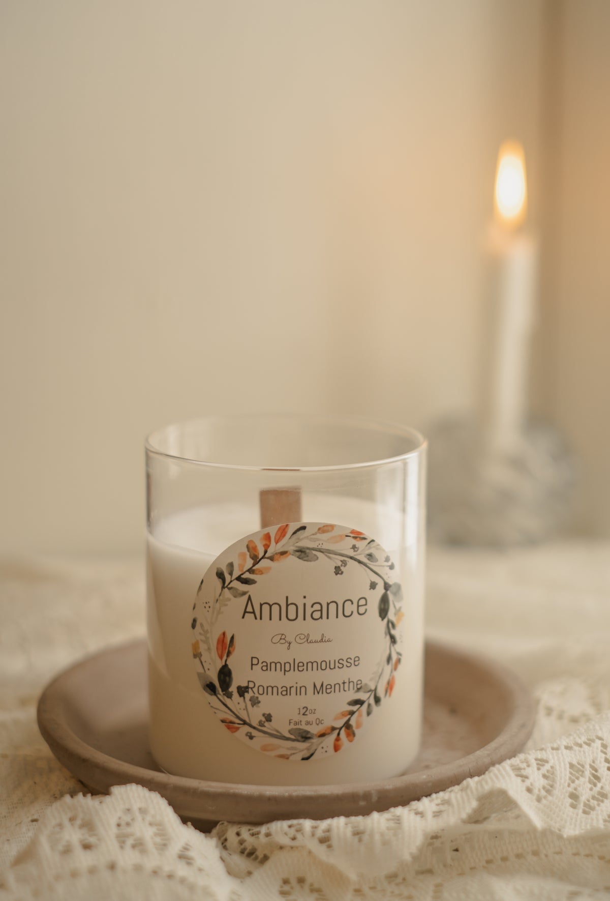 Chandelle 12oz Pamplemousse Romarin Menthe - AMBIANCE