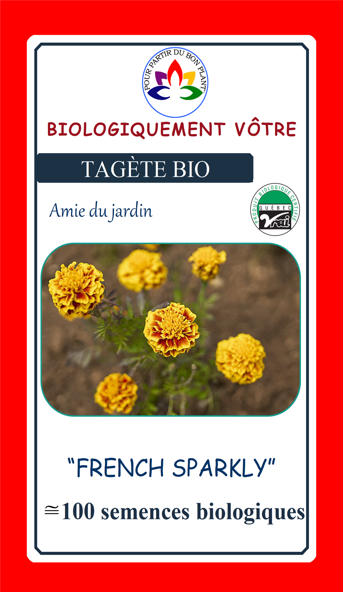 Sachet de semences - Fleurs Tagetes BIO - Biologiquement Vôtre