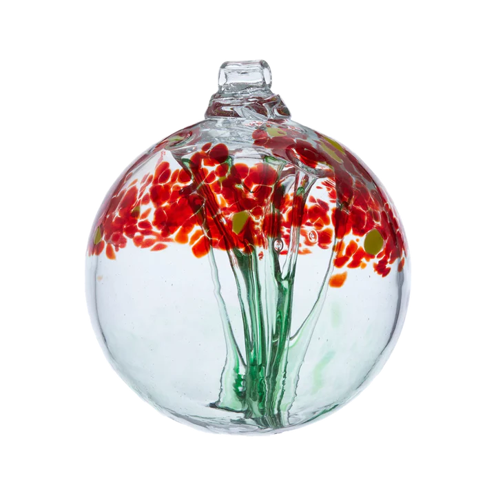 Boule de verre soufflé - Greetings Blossom Ball - fleurs rouges - Kitras Art Glass