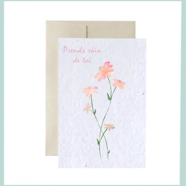 Fleur délicate - Prends soins de toi | Carte à semer Flowerink