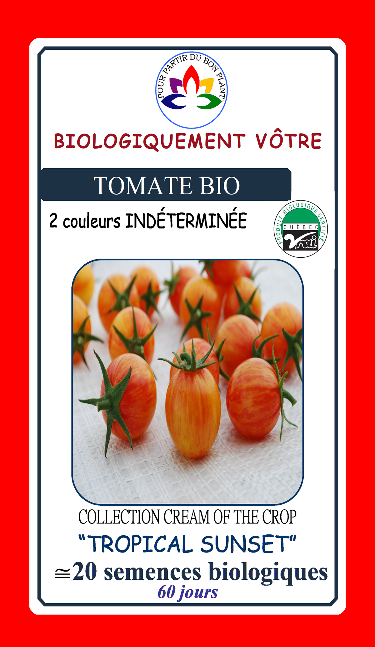 Sachet de semences - Tomate cerise Tropical Sunset BIO - Biologiquement Vôtre