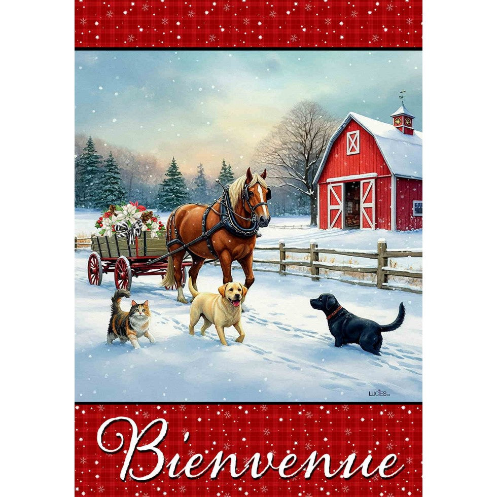 Winter Farm Welcome Flag
