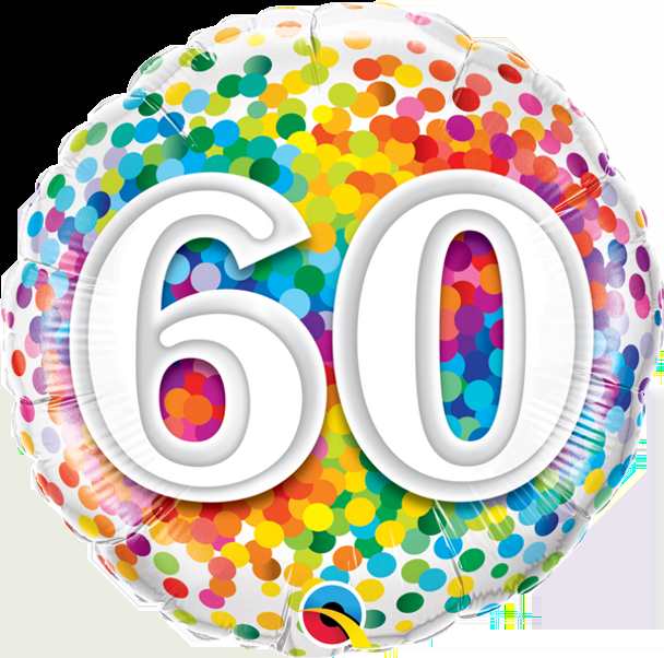 Ballon M.18'' CHIFFRE 60 RAINBOW CONFETTI  Code de produit : 80815