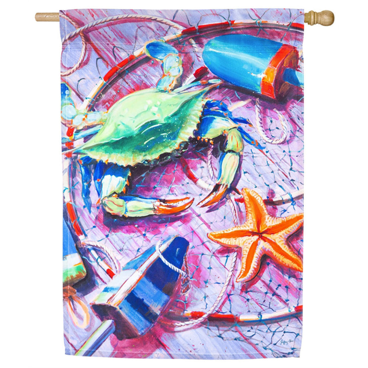 Drapeau prise d'été - crabe, mer