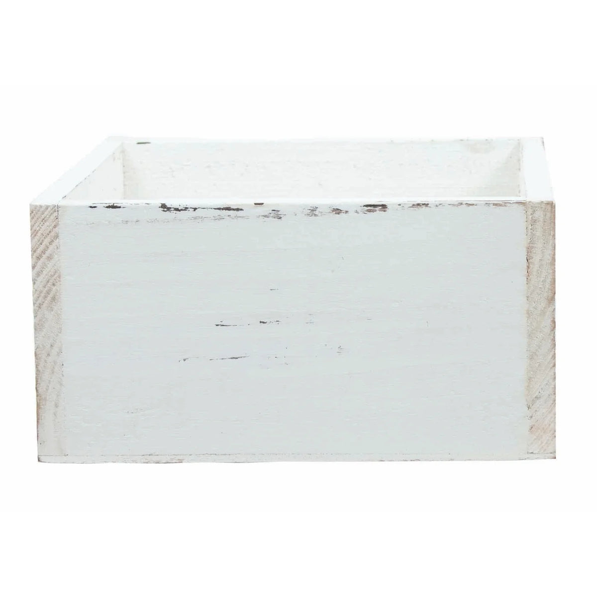 boîte de bois blanche - 6X6X3"H DISTRESSED W
