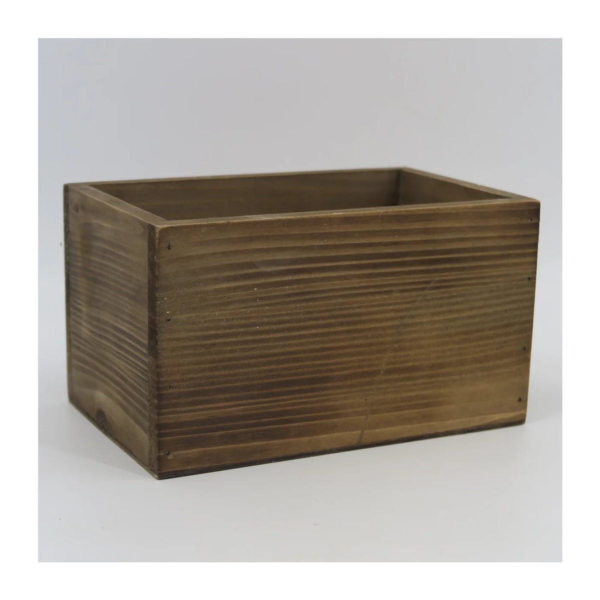 Wooden container, rustic finish 7X4.5X4"H with rigid liner - 2219RS