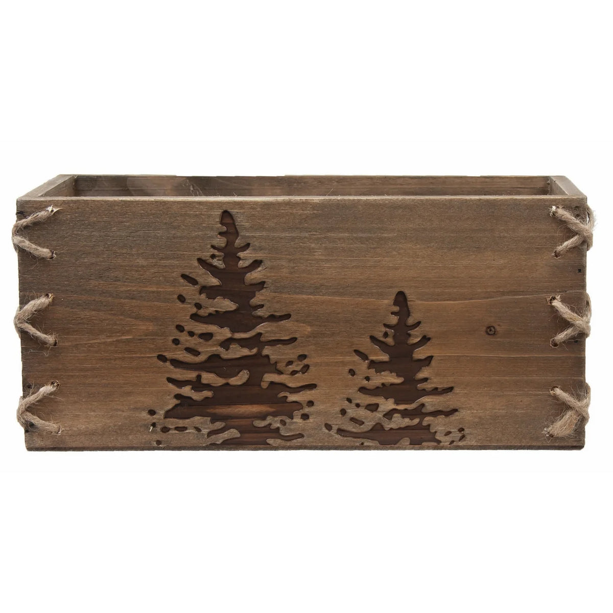 Panier de bois, avec arbre - 10X5X4.5"H FIRED TREE