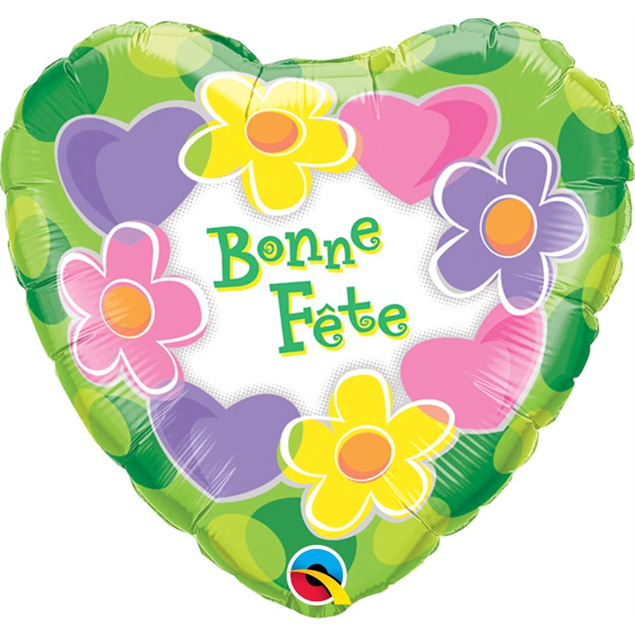 BALLON M.18'' BONNE FETE COEURS ET FLEURS Code de produit : 22756