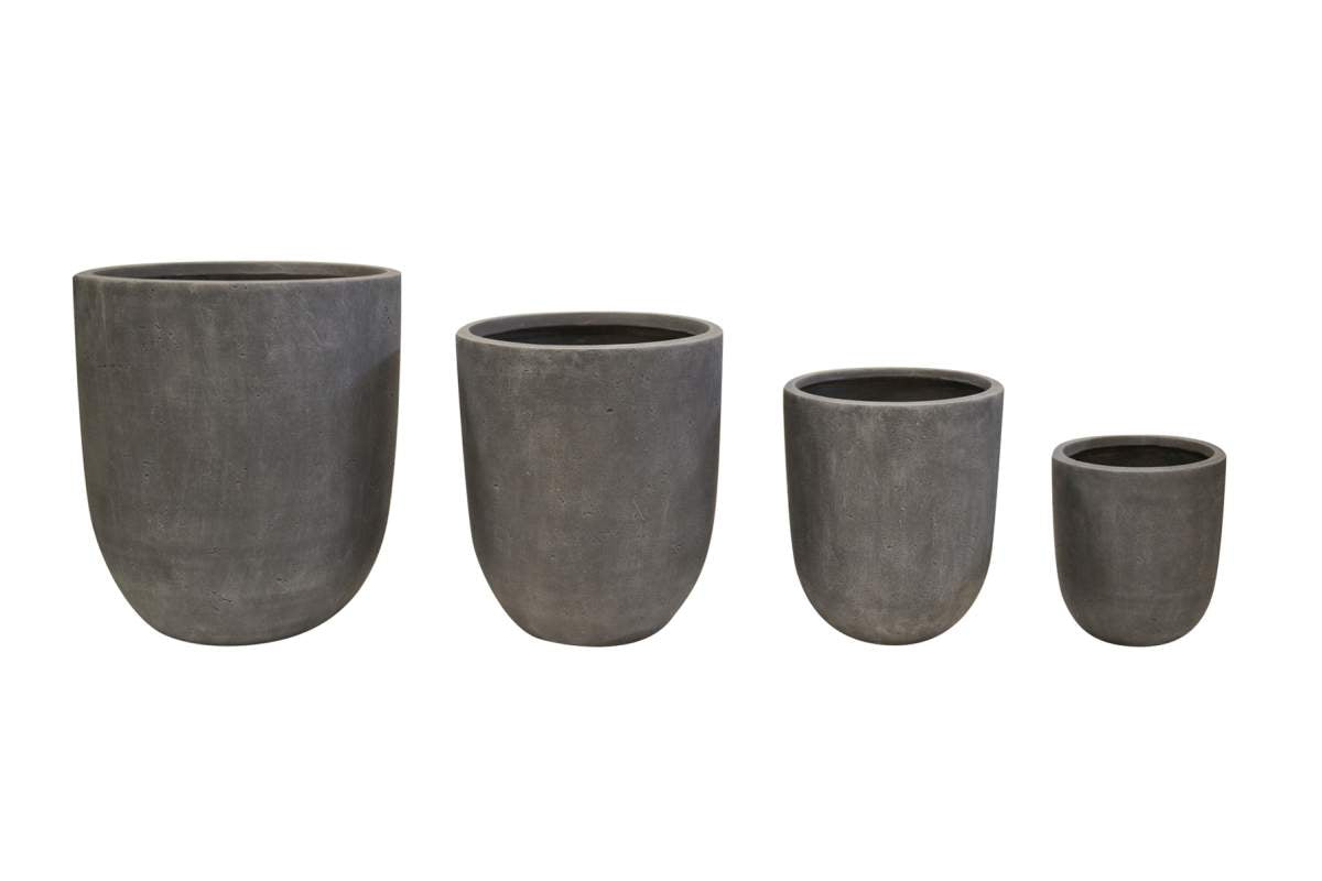Ens 4 pots rond gris pale 28-36-44-52cm