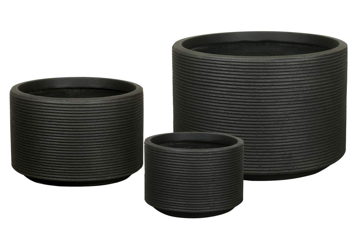 Ens.3 pots rond brun fonce