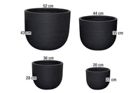 Ens. 4 pots rond gris fonce 27-35-43-52cm