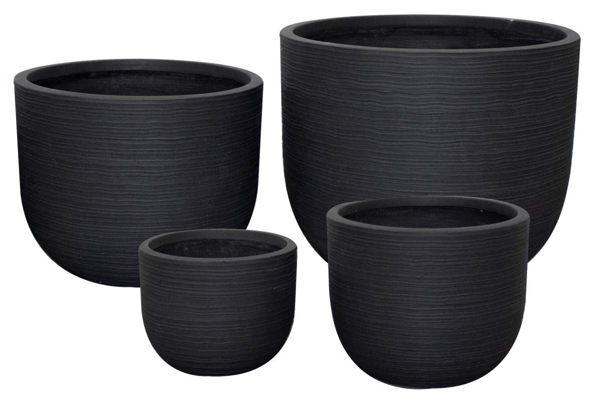 Ens. 4 pots rond gris fonce 27-35-43-52cm