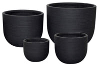 Ens. 4 pots rond gris fonce 27-35-43-52cm