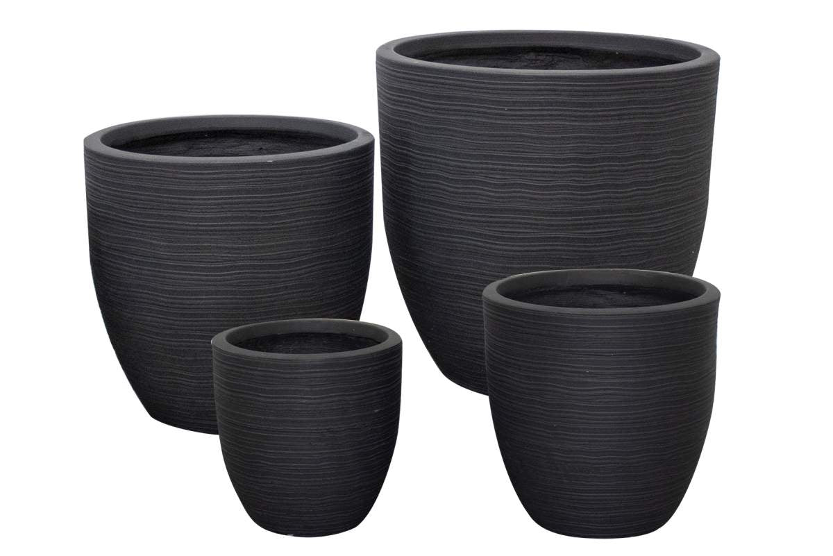 Ens. 4 pots rond gris fonce