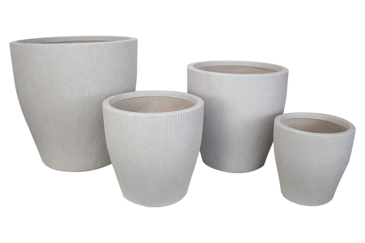 Ens. 4 pots fibro-ciment rond blanc 54-44-35-28cm