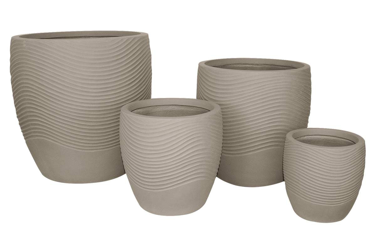 Ens. 4 pots fibro-ciment rond brun 54-44-34-25cm
