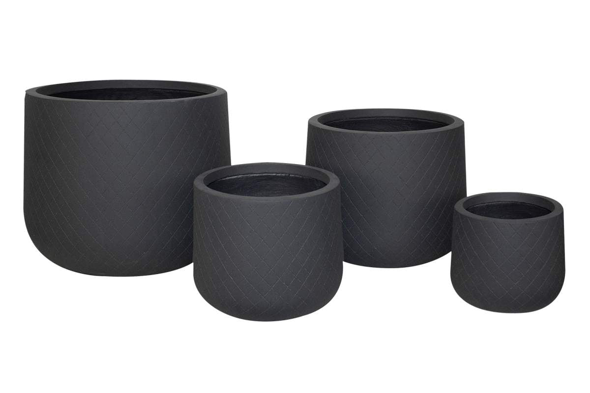 Ens. 4 pots fibro-ciment rond gris 56-43-33-25cm