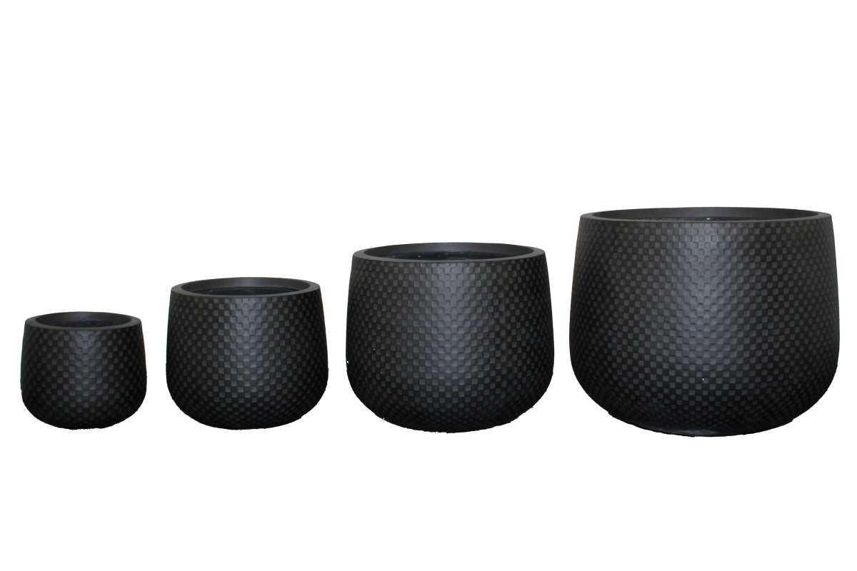 Ens. 4 pots fibro-ciment rond noir