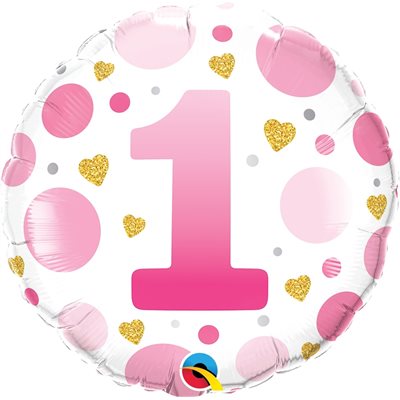 Ballon M.18'' AGE 1 POIS ROSE  Code de produit : 23120