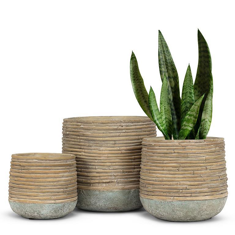Cache-pot - Jardinière moyenne effet rotin tressé – 6,5 po H - 27-BAMBOO-MD