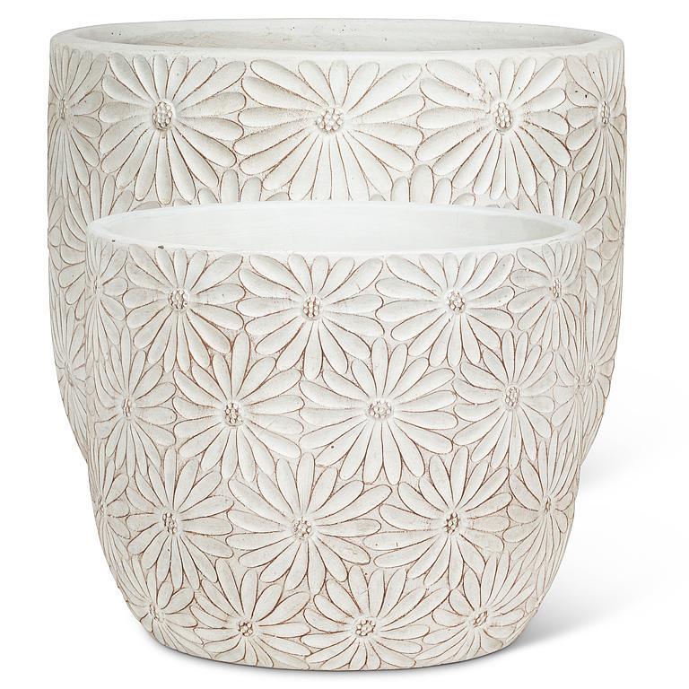 Cache-pot XL marguerites blanches - 27-DAISY-140-SET