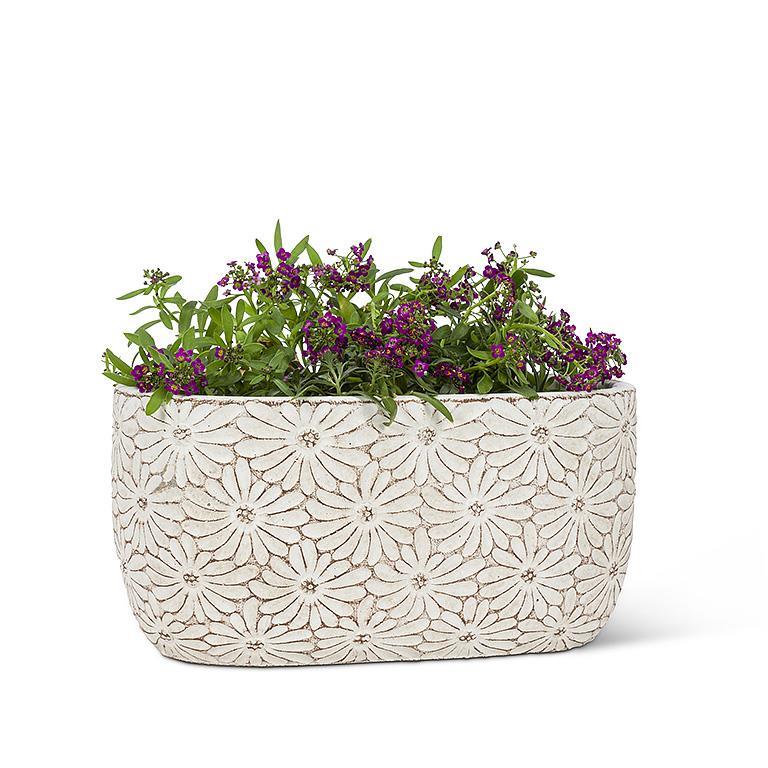 EXTRA LARGE ONDULÉ Blanc Pot de Fleur Ovale Grand Intérieur & Extérieur EXTRA LARGE ONDULÉ Blanc Pot de Fleur Ovale Grand Intérieur & Extérieur