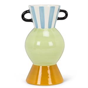 Vase rayé curvy - bleu, vert et jaune