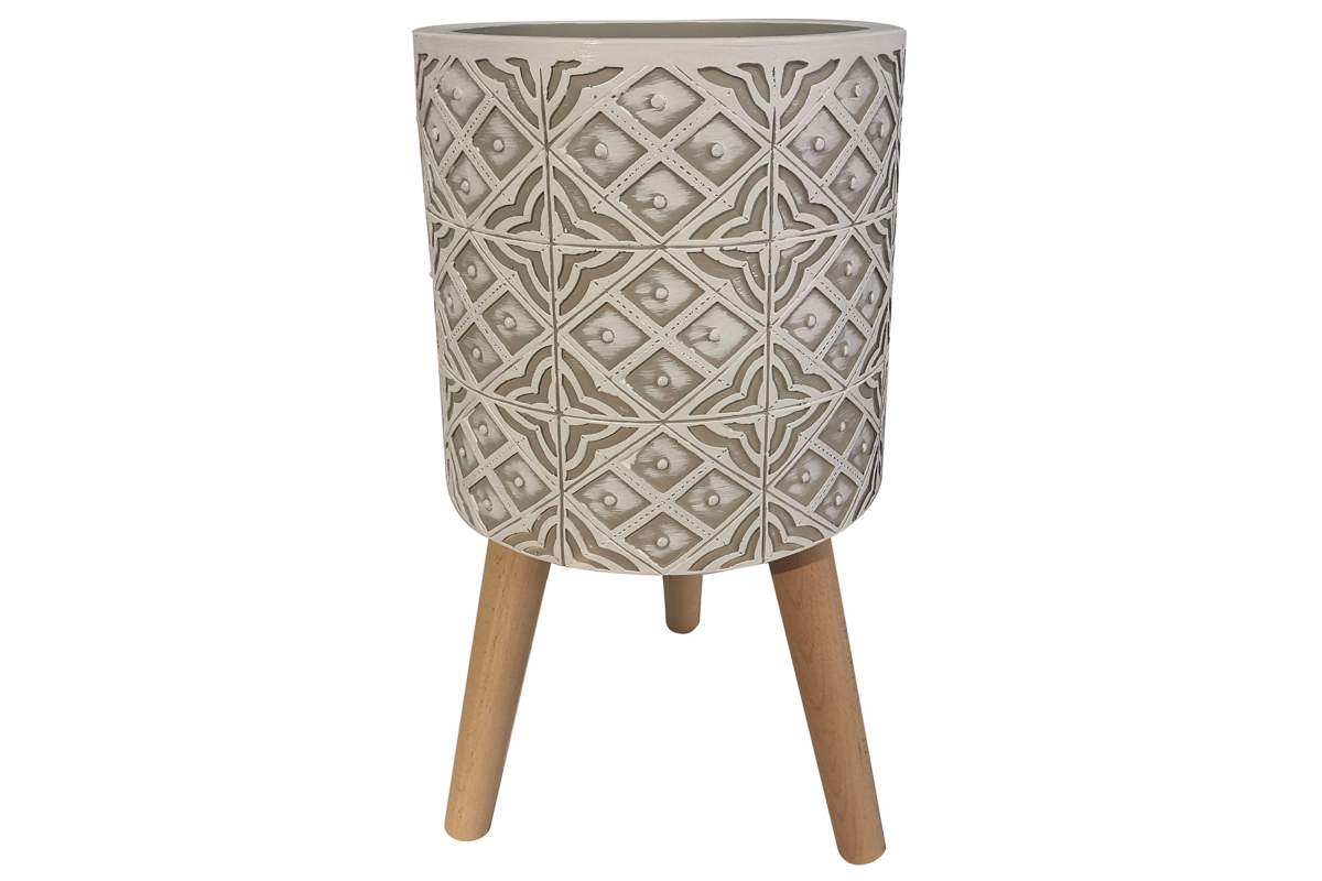 Pot sur patte polyresine blanc 56cm/ 30X30X56/12X12X22''