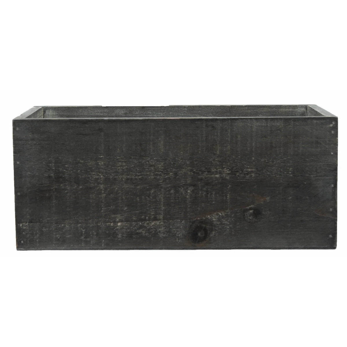 Panier Gris - 10.5X5.5X4.25"H BLACK WASHED WOODEN CONTAINER W/H.LINER