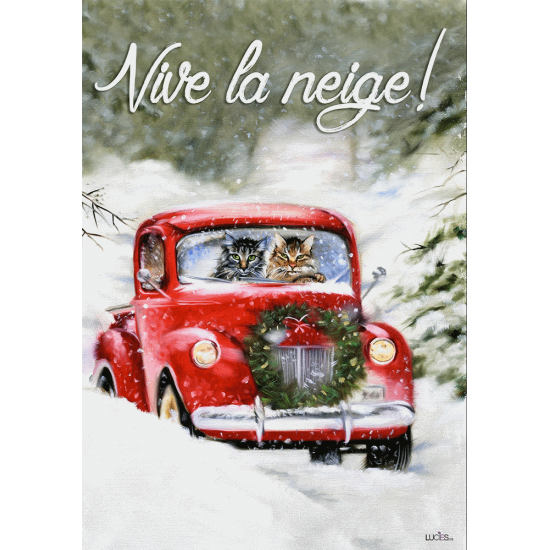 Drapeau Les Chats - truck rouge hiver