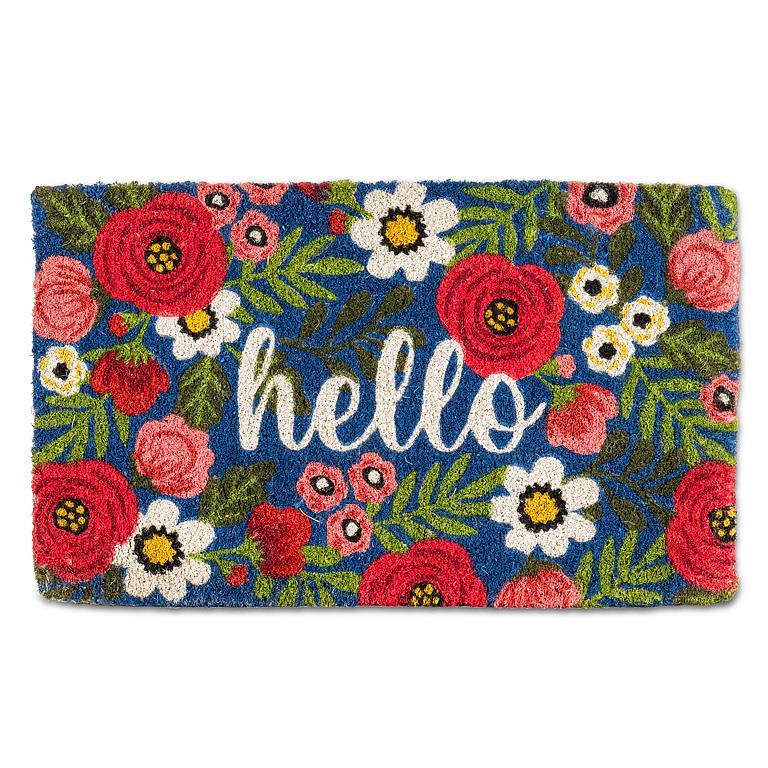 Tapis en fibre de coco floral - Hello