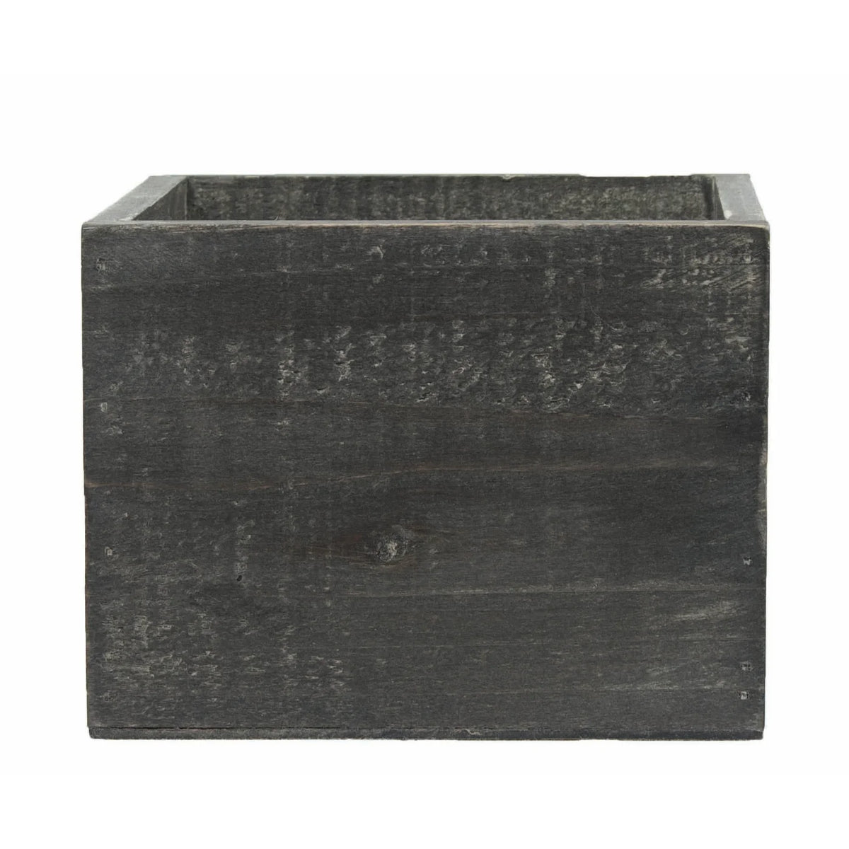 Panier en bois - 5.25"SQX4.25"H BLACK WASHED WOODEN CUBE CONTAINER W/H. LINER