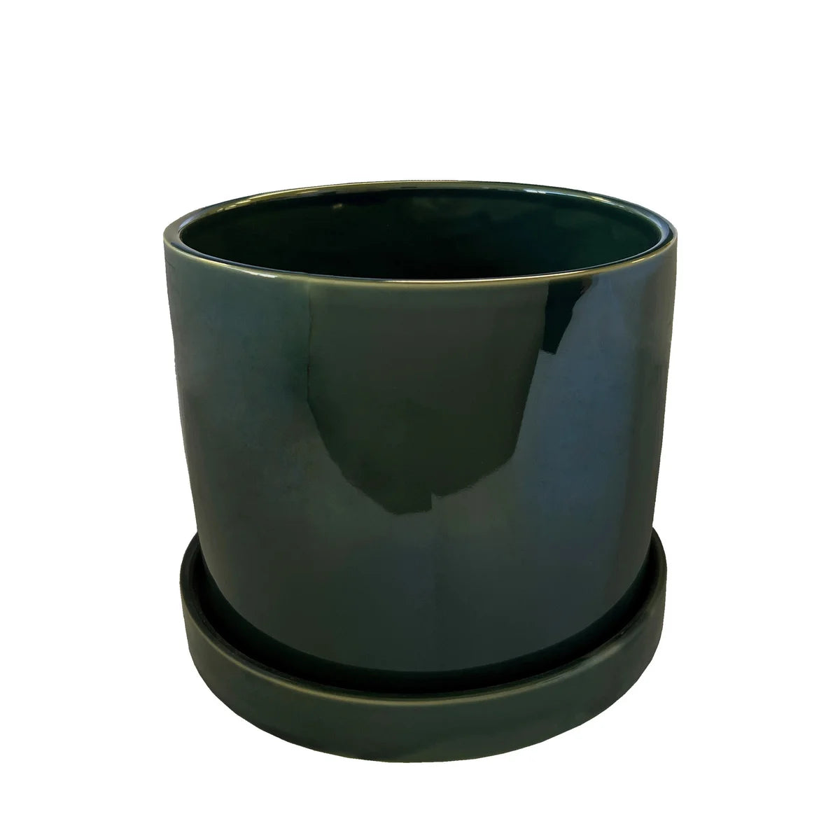Pot Capri pot with saucer green - 12.5x10.25"