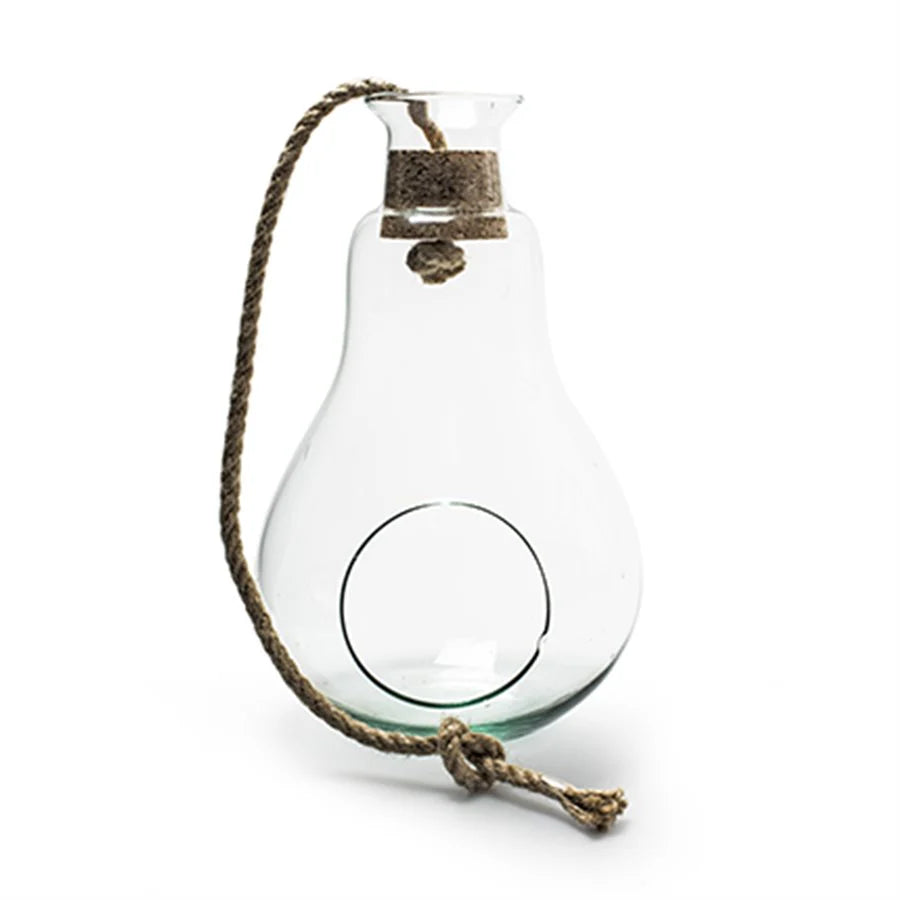 Glass Vase - 7.5 x 12 Inch Clear Hanging Glass Bulb