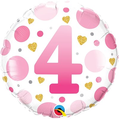 Ballon M.18'' AGE 4 POIS ROSE  Code de produit : 23128