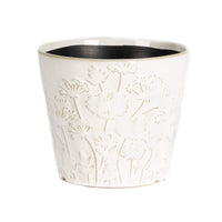 POT DE FLEURS BLANCHES EN RELIEF GRAND 6.75D 6H