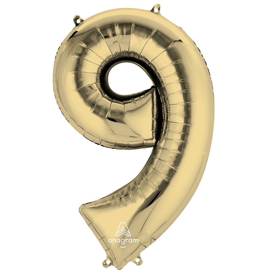 Ballon M.34'' CHIFFRE 9 OR BLANC / Code de produit : 44611