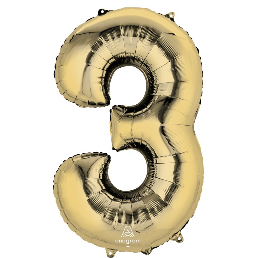 Ballon M.34'' CHIFFRE 3 OR BLANC / Code de produit : 4464