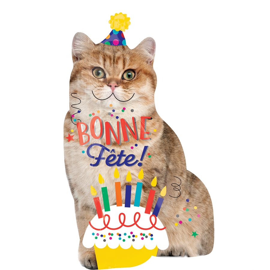 Ballon S. BONNE FETE CHAT 18"X33" - 45835