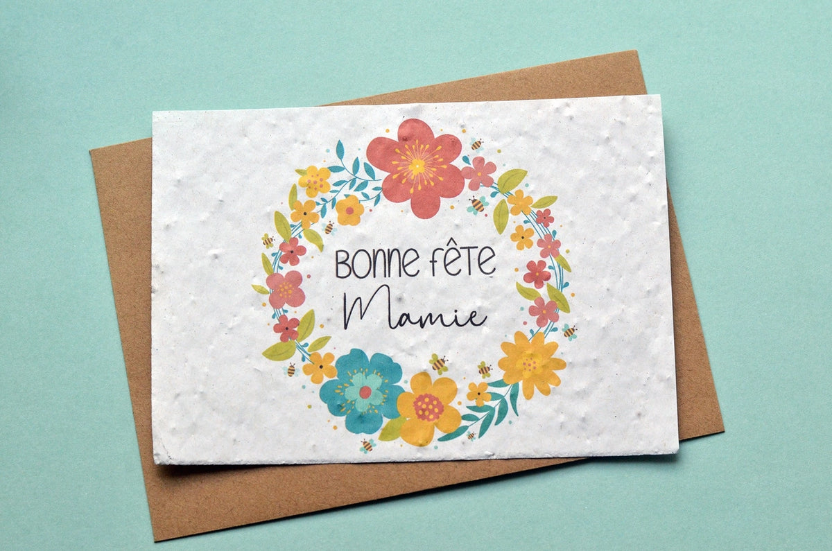 Carte à pousser - Bonne fête Mamie - couronne florale