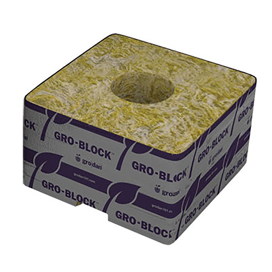 Cube de Laine de roche - GRODAN GRO-BLOCK DELTA AMÉLIORÉ 4X4X2.5'' NON-EMBALLÉ