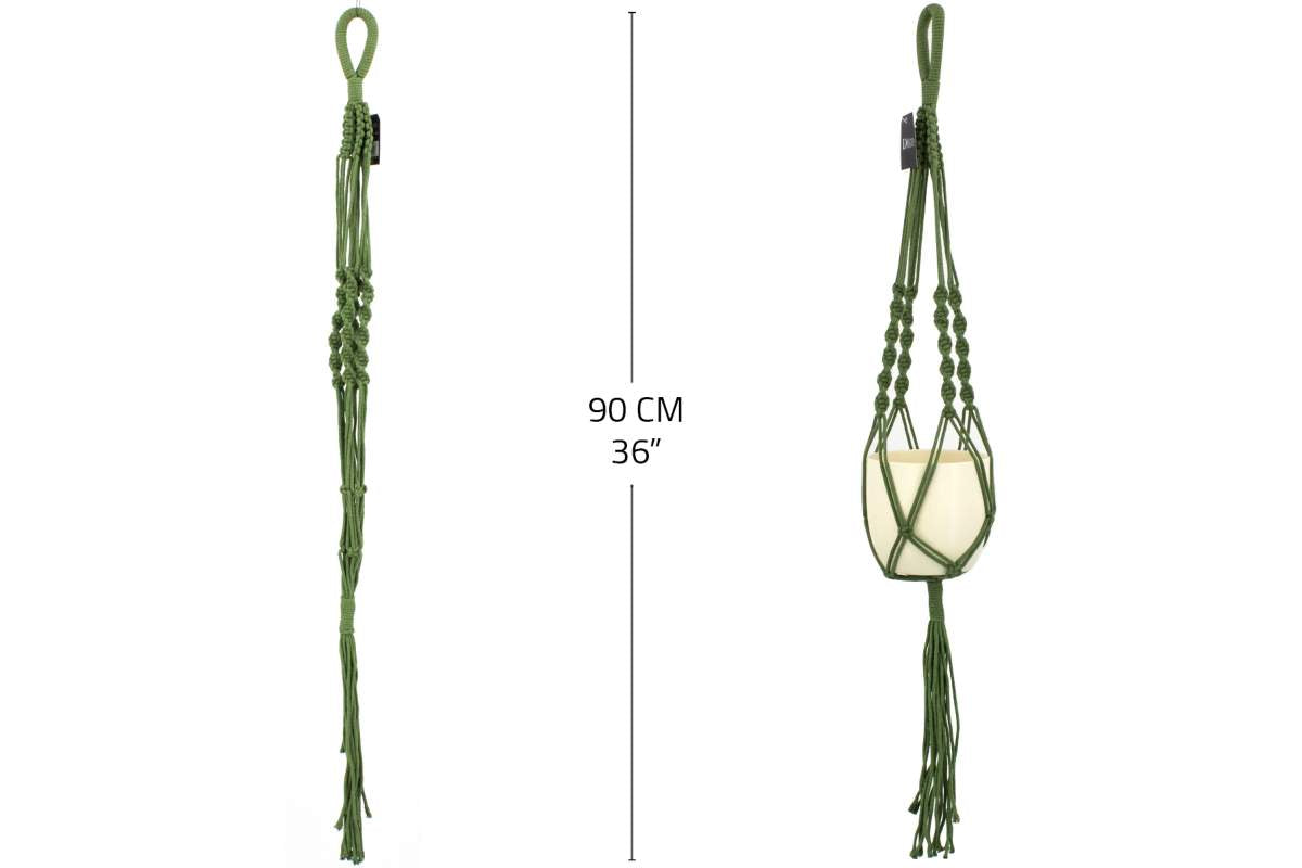 Support de plante macramé vert 90cm