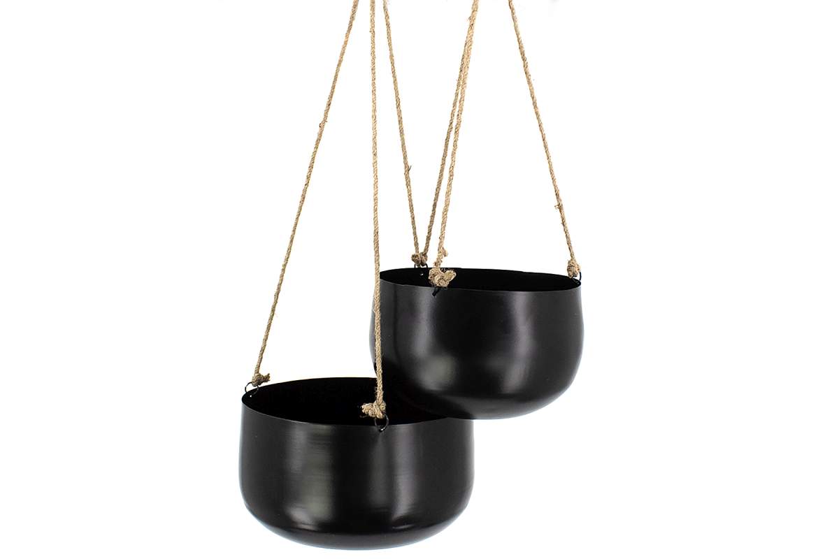 Pots suspendus noir antique, 25-20cm