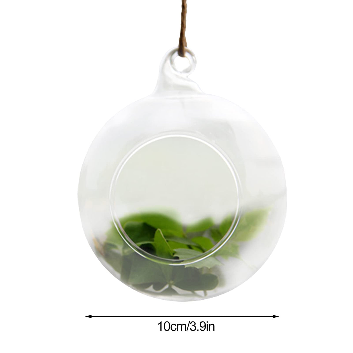 Vase Glass Round 10cm/4" Clear Hanging