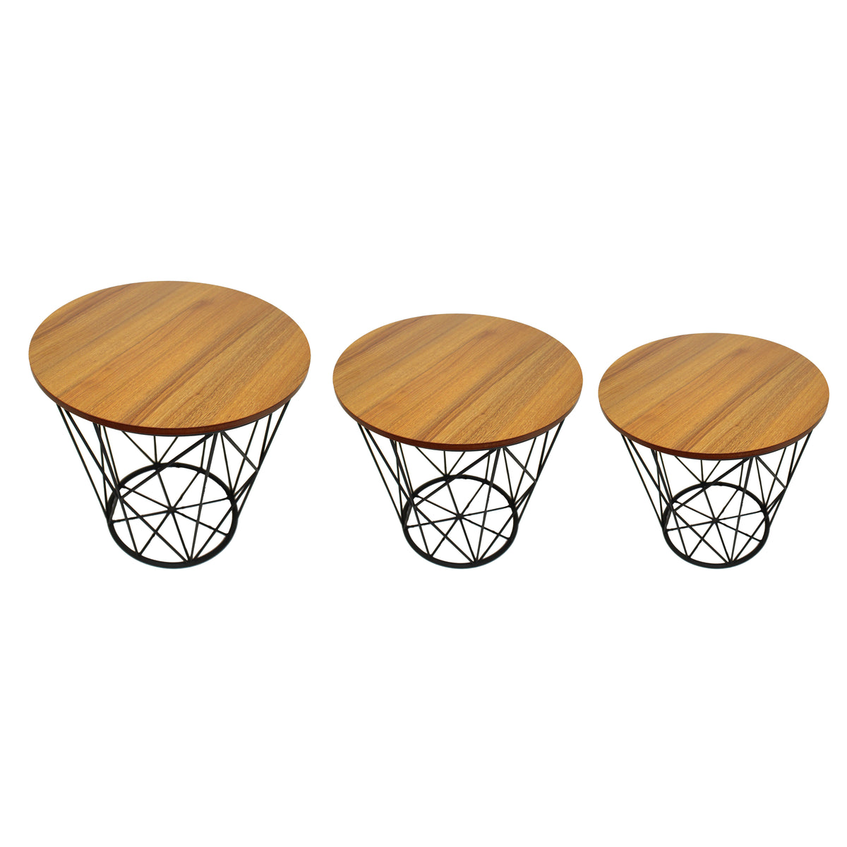Table en bois d'acacia avec pieds noirs en métal - grandeurs variées
